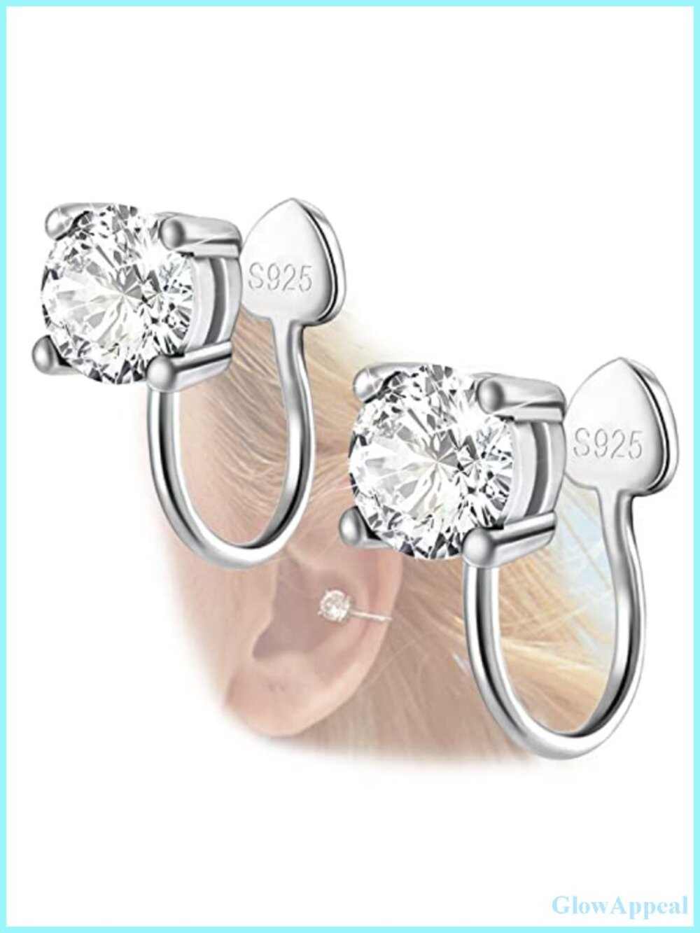 Sterling Silver Crystal CZ Ear Cuffs - Non Piercing Clip On Earrings for Women